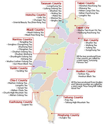 Map of Taiwan Tea-growing Areas (from Wikipedia)
