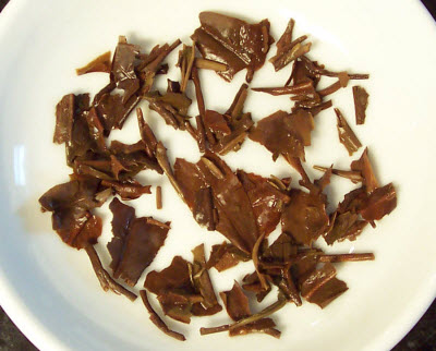 A black tea labeled for Afternoon Tea Time – bitter and needing milk and sweetener, but the leaves looks great. (Photo by A.C. Cargill, all rights reserved)